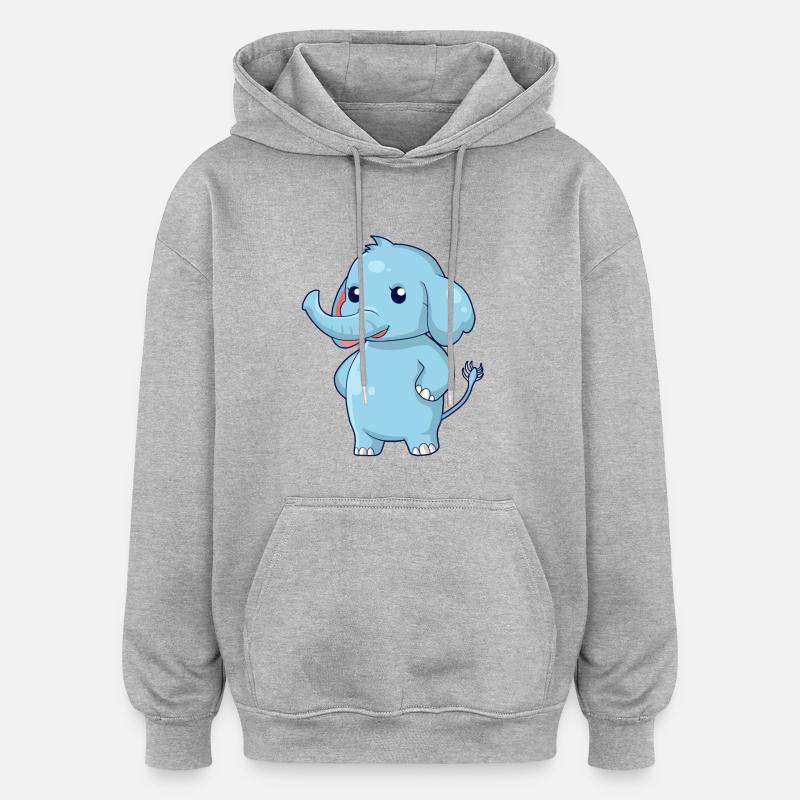debout Elephant - Sweat à capuche oversize unisexe - gris chiné