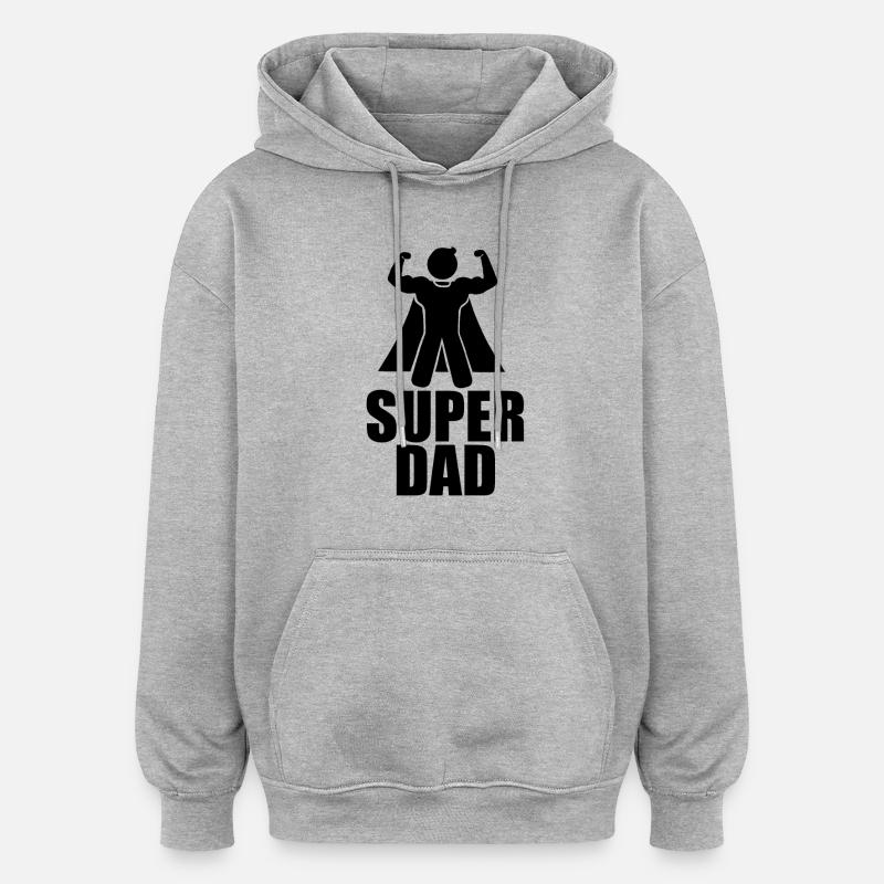 "SUPER DAD" Tshirt - Geschenkidee - Oversized Unisex Hoodie - Grau meliert