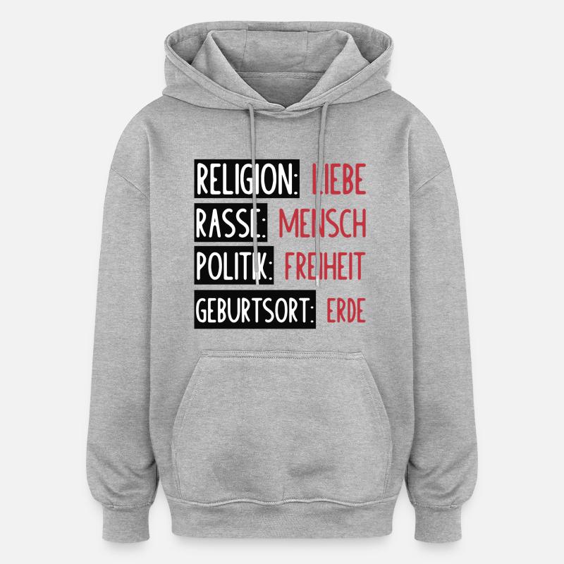 Statement - Keine Trennung oder Spaltung - Oversized Unisex Hoodie - Grau meliert
