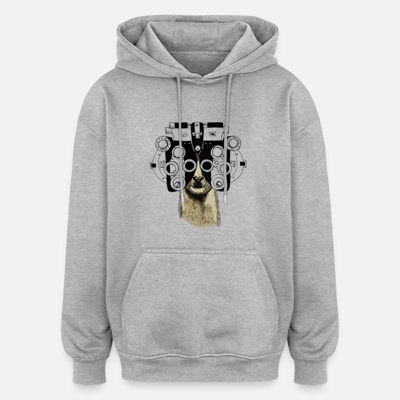 Alpaga & Phoropter - Sweat à capuche oversize unisexe - gris chiné
