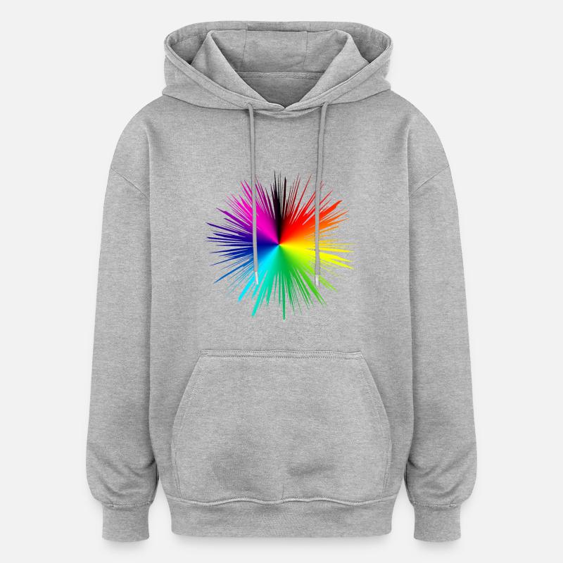 Farbexplosion Radialburst - Oversized Unisex Hoodie - Grau meliert