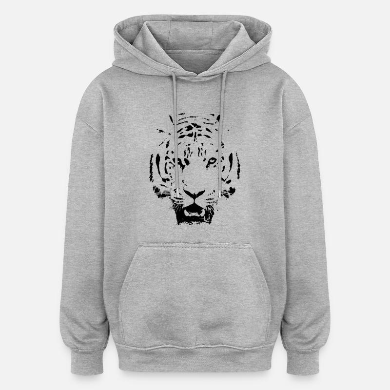 tieger - Sweat à capuche oversize unisexe - gris chiné