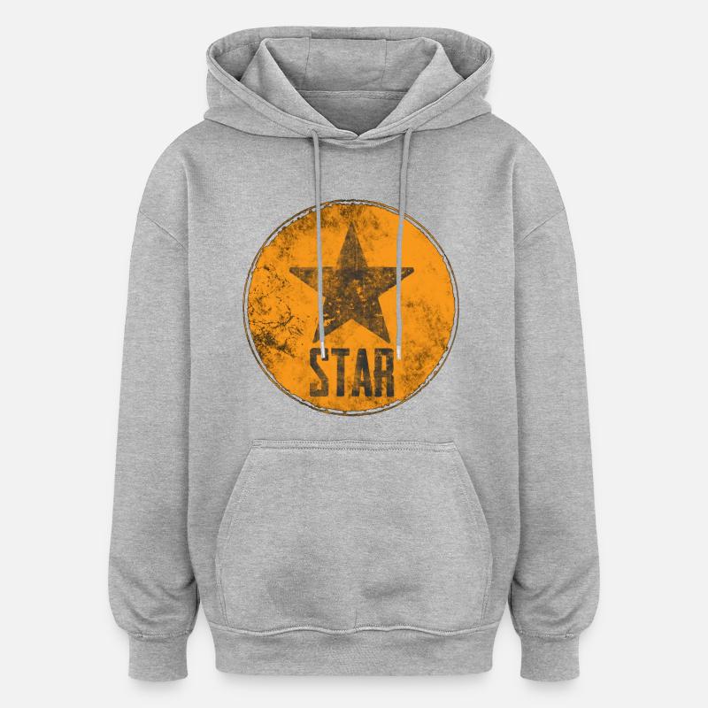 Étoile rustique avec motif « STAR » - Sweat à capuche oversize unisexe - gris chiné
