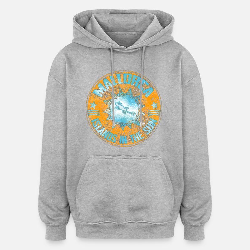 Lizard im Mandala Design - Oversized Unisex Hoodie - Grau meliert
