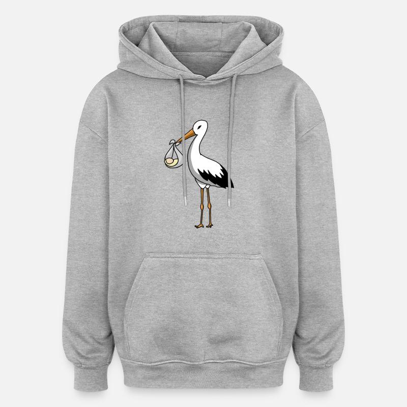La cigogne amène le bébé - Sweat à capuche oversize unisexe - gris chiné
