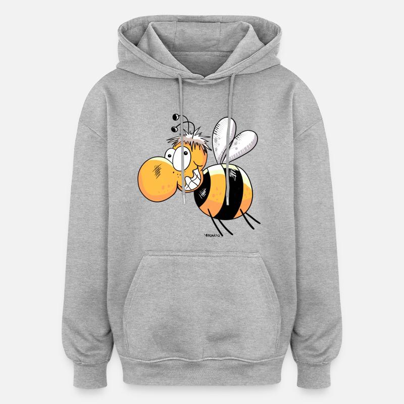 Mignon Abeille - Sweat à capuche oversize unisexe - gris chiné