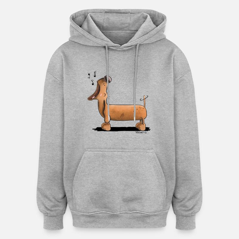 Jaulender Dackel - Dachshund - Comic - Oversized Unisex Hoodie - Grau meliert