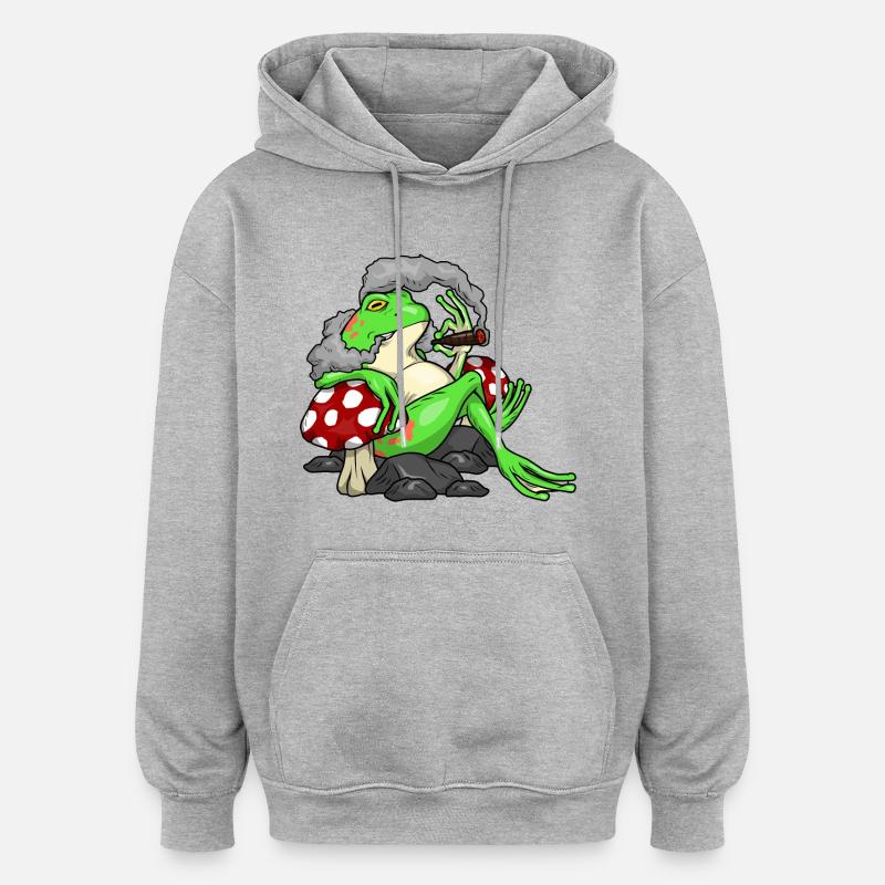 Frosch Zigarre - Oversized Unisex Hoodie - Grau meliert