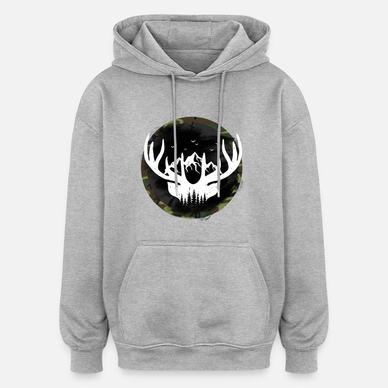 Chasse chasse bois - Sweat à capuche oversize unisexe - gris chiné