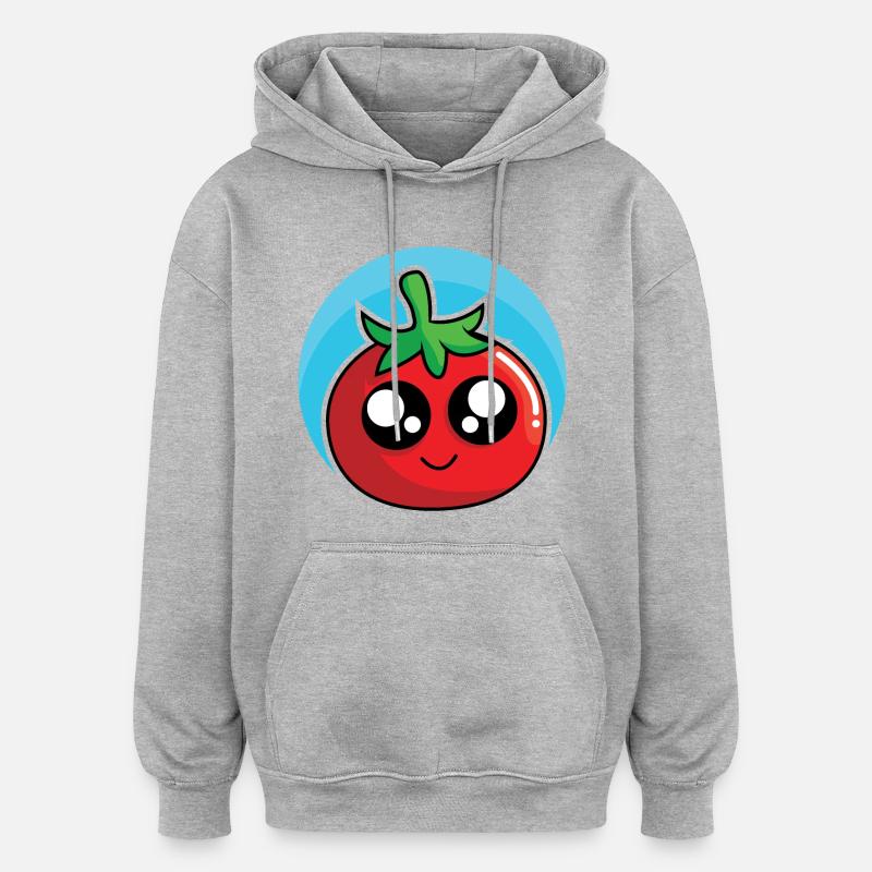 Conception drôle de tomate - Sweat à capuche oversize unisexe - gris chiné