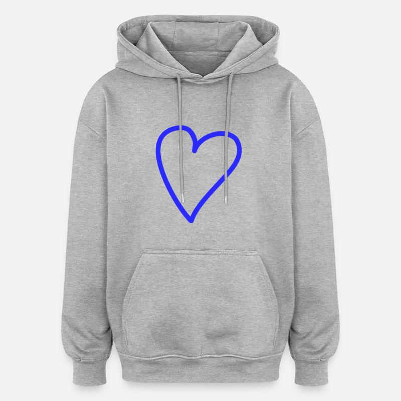 Coeur Mains libres Bleu - Sweat à capuche oversize unisexe - gris chiné