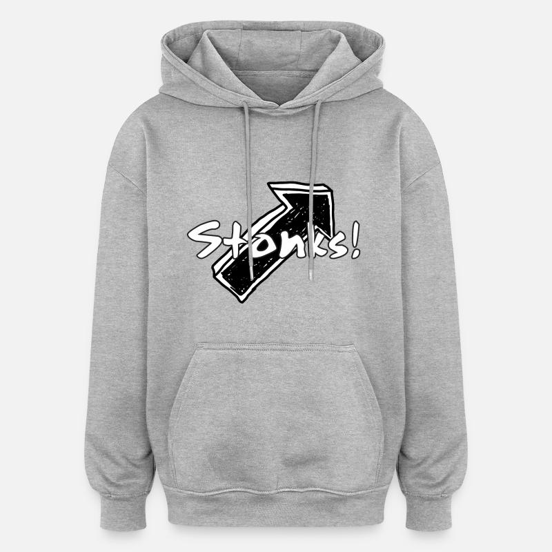 Stonks ! Graphismes de mots graffitis - Sweat à capuche oversize unisexe - gris chiné