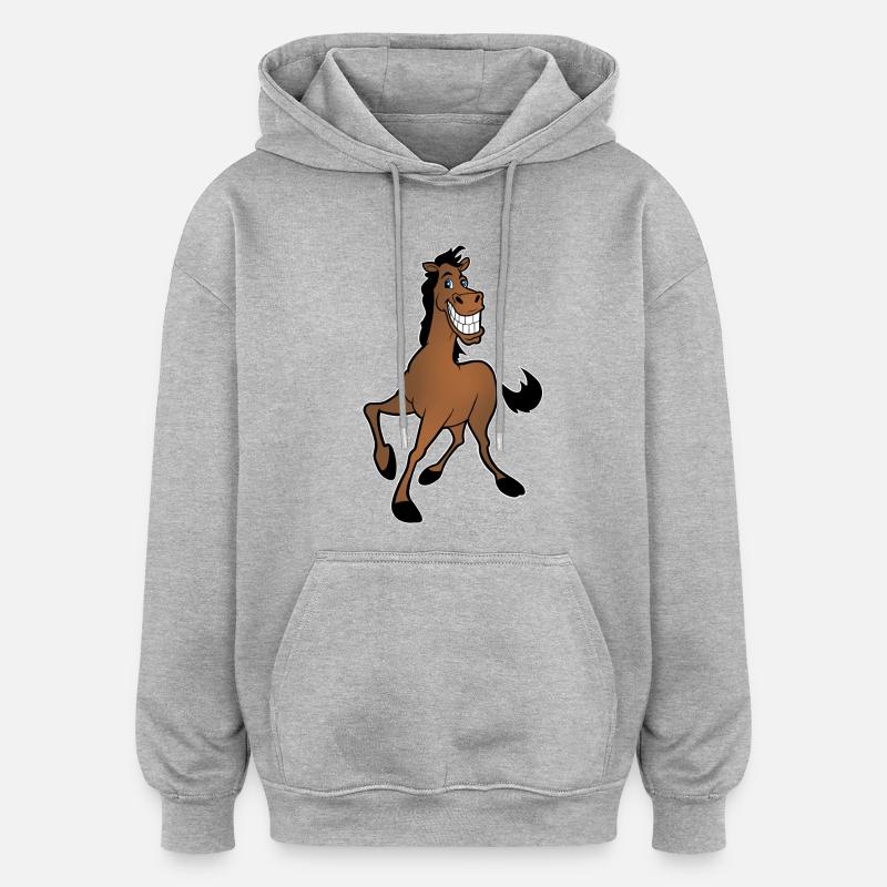 Pferd - Oversized Unisex Hoodie - Grau meliert