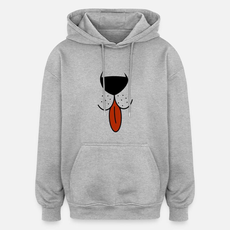 Museau d'ours avec la langue - Sweat à capuche oversize unisexe - gris chiné