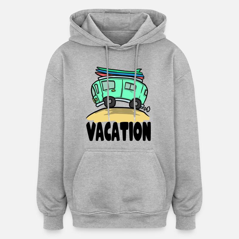 Vacances voyage voyage camping pause surf - Sweat à capuche oversize unisexe - gris chiné