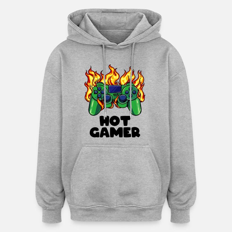Gamer Zocker Videospieler Games Controller - Oversized Unisex Hoodie - Grau meliert