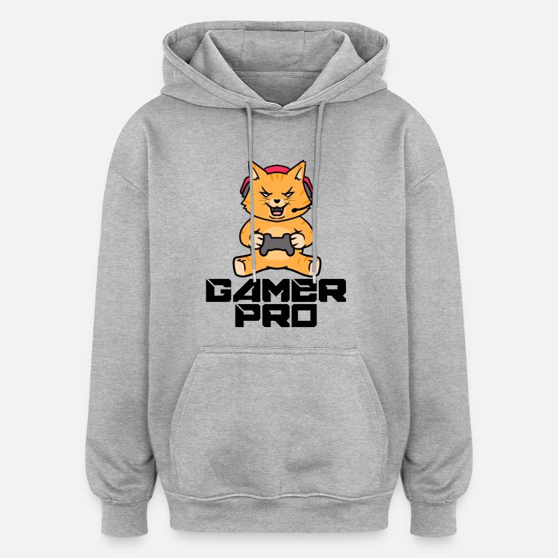 Gamer Zocker Headset Controller Videogames - Sweat à capuche oversize unisexe - gris chiné