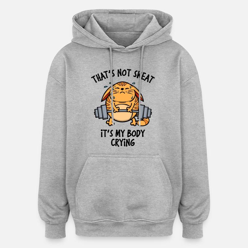 Fitness Formation Statement Haltère long - Sweat à capuche oversize unisexe - gris chiné