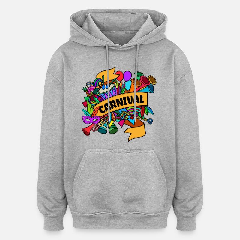 Carnaval Masques Carnaval défilé - Sweat à capuche oversize unisexe - gris chiné