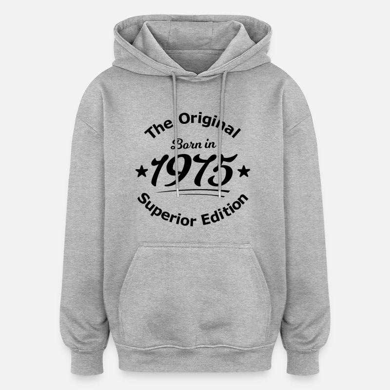 Né en 1975 - Sweat à capuche oversize unisexe - gris chiné