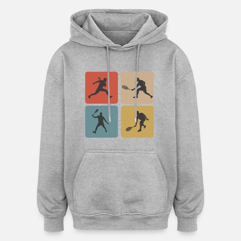 design sport de squash - Sweat à capuche oversize unisexe - gris chiné