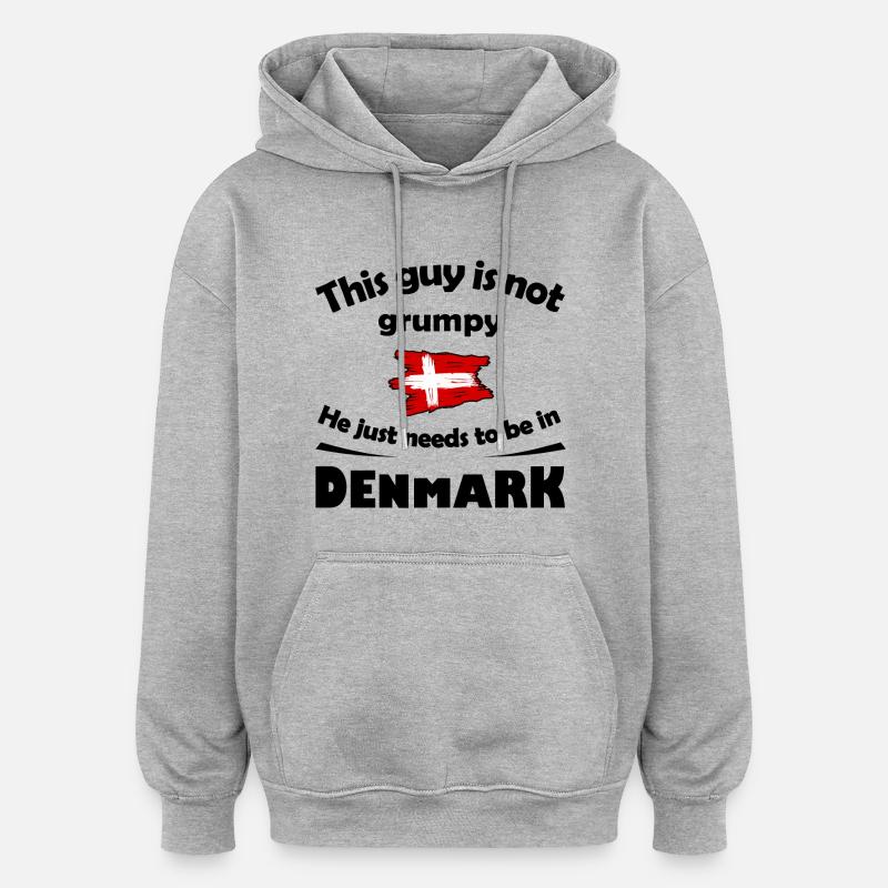 Danemark - Sweat à capuche oversize unisexe - gris chiné
