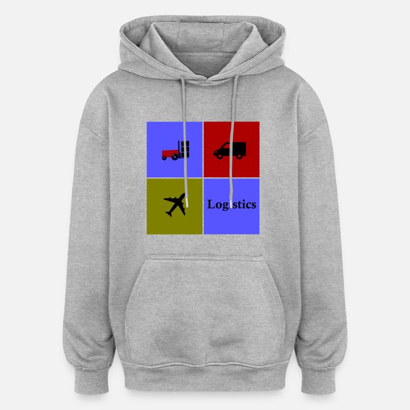Équipe Logistique et Transport - Sweat à capuche oversize unisexe - gris chiné