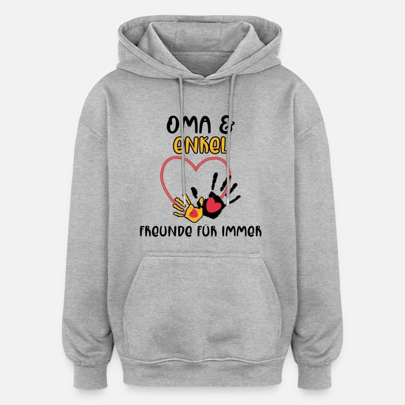 Großmutter Enkel Statement Oma - Oversized Unisex Hoodie - Grau meliert