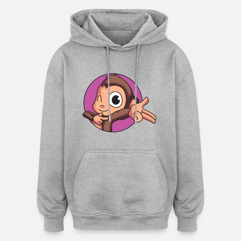 Singe effronté - Sweat à capuche oversize unisexe - gris chiné