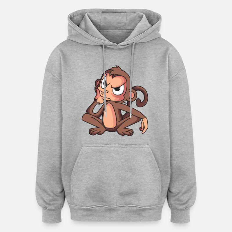 Schlaues Äffchen - Oversized Unisex Hoodie - Grau meliert