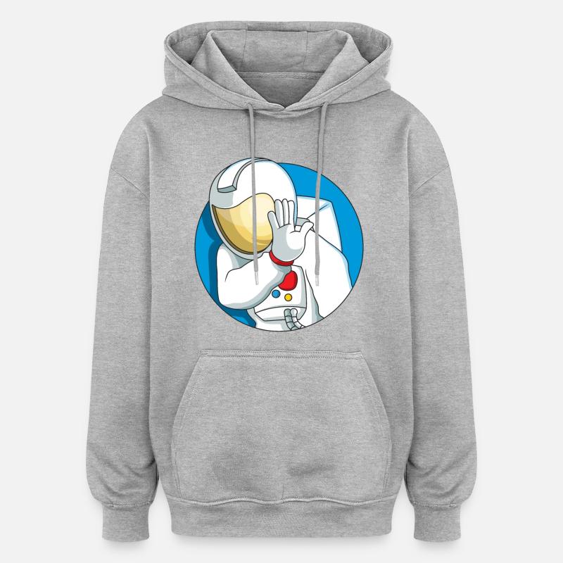 Astronaute timide - Sweat à capuche oversize unisexe - gris chiné