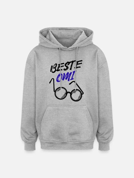 Oma Großmutter Beste Omi Brille Statement - Oversized Unisex Hoodie - Grau meliert