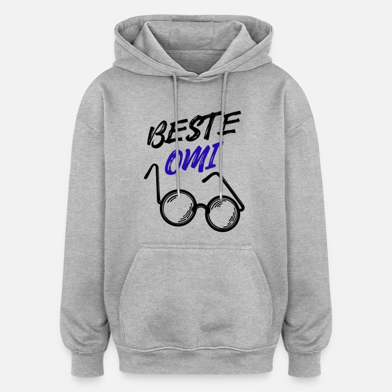 Oma Großmutter Beste Omi Brille Statement - Oversized Unisex Hoodie - Grau meliert