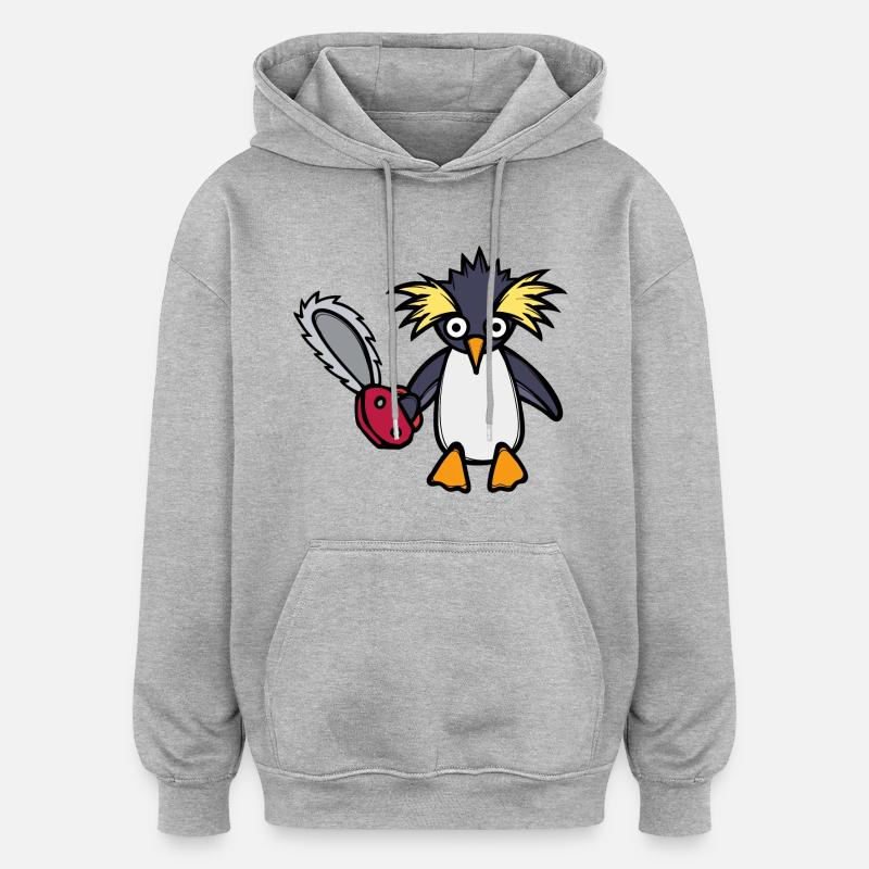 Oiseau manchot frais de l’Antarctique - Sweat à capuche oversize unisexe - gris chiné