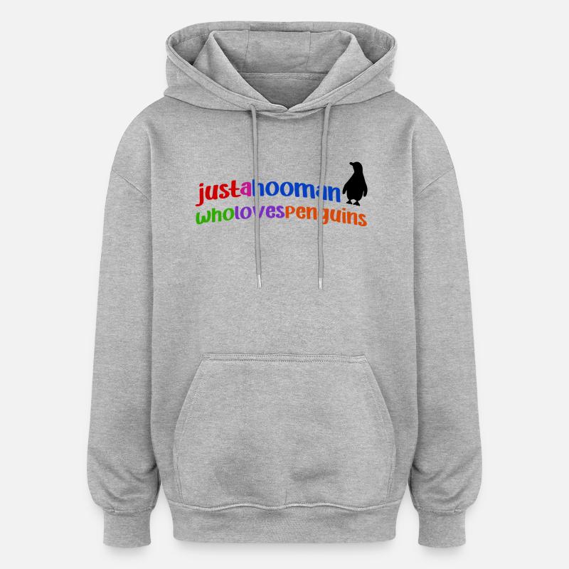 Pinguin Cool Statement Tier Südpol Vogel - Oversized Unisex Hoodie - Grau meliert