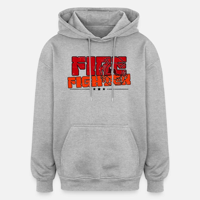 Brandschutz Feuerwehrmann Statement Feuerwehr - Oversized Unisex Hoodie - Grau meliert