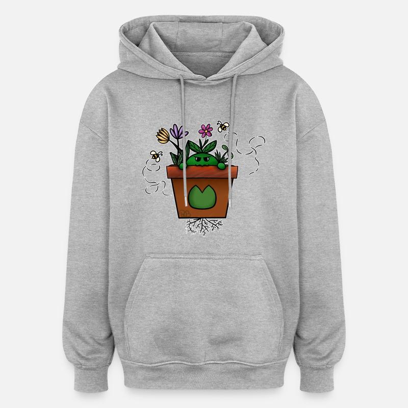 Pot2Pousse ! Par Pousse2Bambou ! - Sweat à capuche oversize unisexe - gris chiné