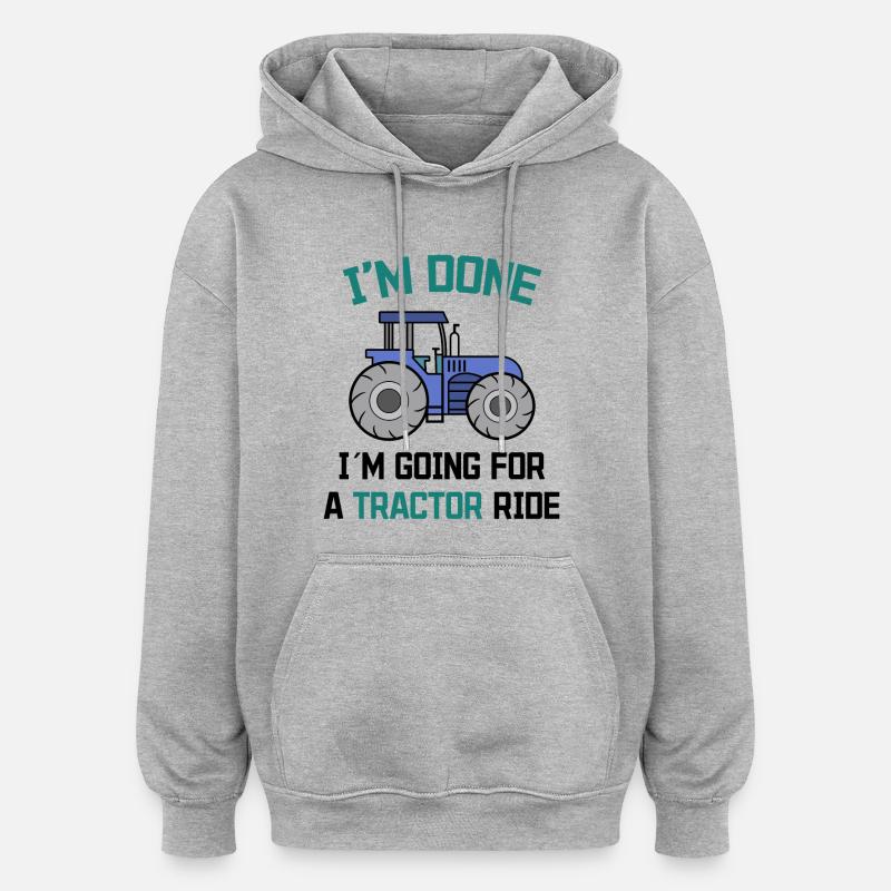 Bauer Traktor Statement Bauernhof Landwirtschaft - Oversized Unisex Hoodie - Grau meliert