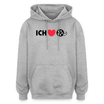 Déclaration de soirée cinéma Heart I Love Cinéma - Sweat à capuche oversize unisexe - gris chiné - Devant - Noah (186cm)