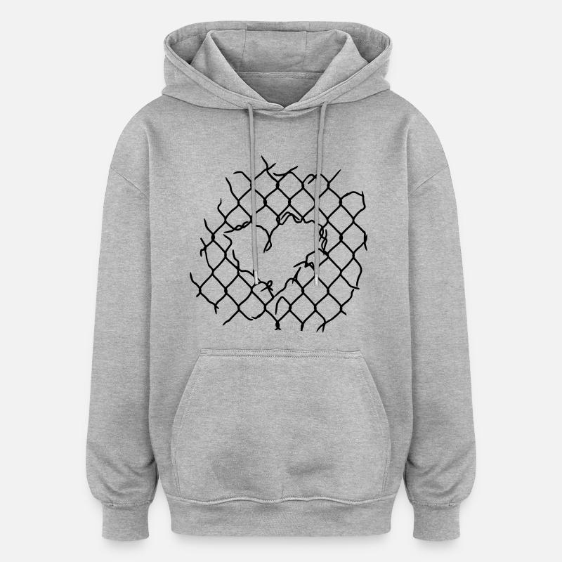 Maschendraht Herz - Oversized Unisex Hoodie - Grau meliert