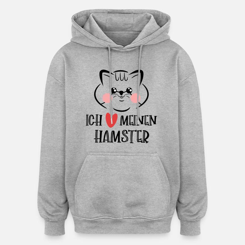 Hamster Herz Statement Lieblingstier Haustiere - Oversized Unisex Hoodie - Grau meliert
