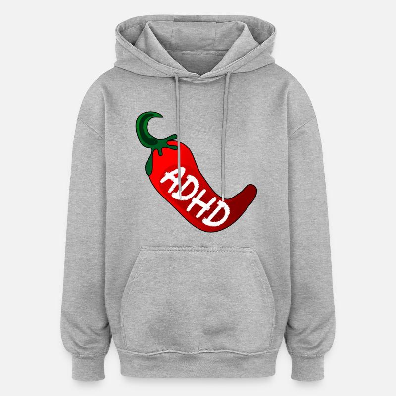 NEUORDIVERSITY ADHD PEPERONI - Sweat à capuche oversize unisexe - gris chiné