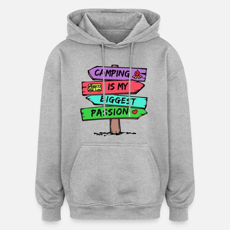 Camping Statement Wohnwagen Camper Urlaub Wanderer - Oversized Unisex Hoodie - Grau meliert