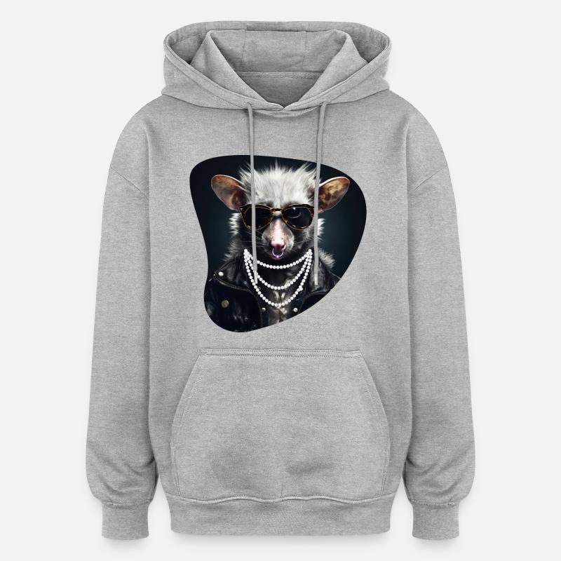 Opossum de roche dure - Sweat à capuche oversize unisexe - gris chiné