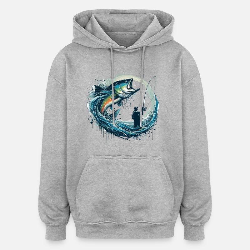 Fishing Dynamic Gift - Oversized Unisex Hoodie - heather grey