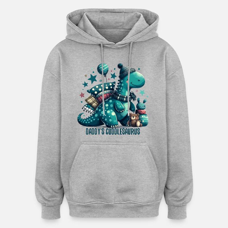 Câlin de papa câlin dinosaure cadeau - Sweat à capuche oversize unisexe - gris chiné