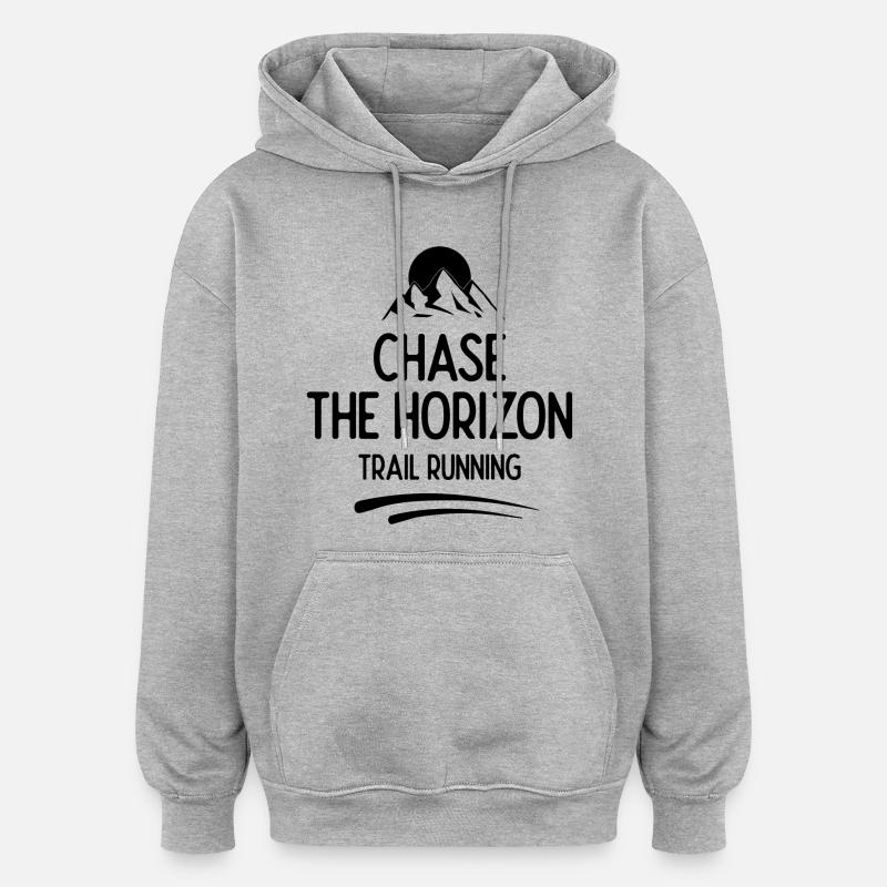 Trailrunning - Jagd auf den Horizont - Oversized Unisex Hoodie - Grau meliert