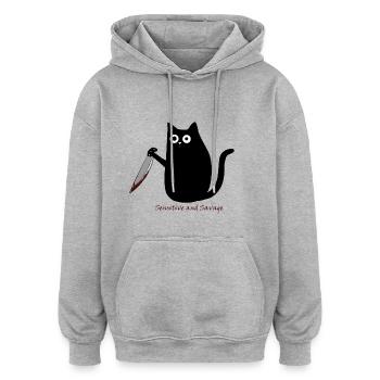 Sensitive and Savage - Oversized Unisex Hoodie - Grau meliert - Vorne - Noah (186cm)