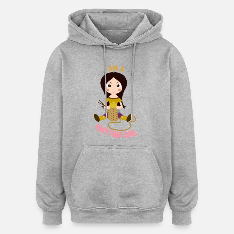 Ich bin ein Strickmädchen - Oversized Unisex Hoodie - Grau meliert