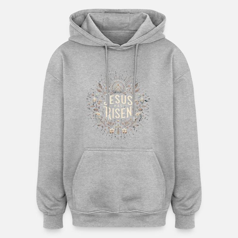 Cercle de Jésus est ressuscité - Sweat à capuche oversize unisexe - gris chiné